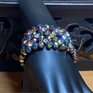 🍒4/$45🍒 Stretch Bracelet Blue AB Crystal Beads Rhinestone